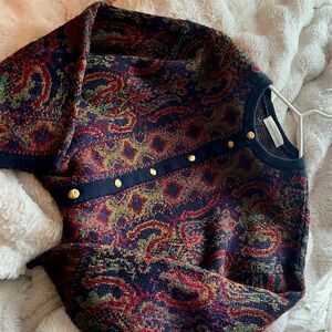 Marks & Spencer Paisley Knit Sweater - Red, Green, Blue